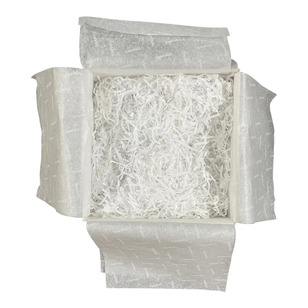 CHANEL White Black Square Box with Stuffing & Wrapping Paper